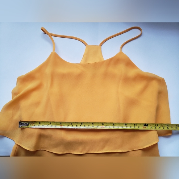 Gianni Bini Orange Sleeveless Midi Sheer Satin Ruffles Dress Size 2 - Picture 4 of 6